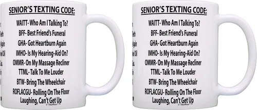 Miniatura 8 de ThisWear Jubilación Taza de café de cerámica con código de texto para personas mayores de 11 onzas, color blanco