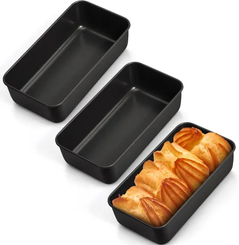Miniatura 19 de LIANYU Paquete de 4 moldes para pan para hornear pan, molde para pan de 9 x 5 pulgadas, molde para pan de acero inoxidable para pastel de carne