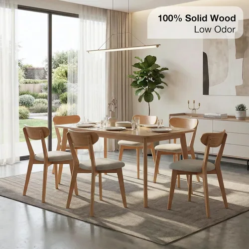 Miniatura 2 de Sillas de comedor de madera de roble macizo 100% - Prácticas sillas de cocina con cojín tapizado - Silla de madera para comedor, cocina