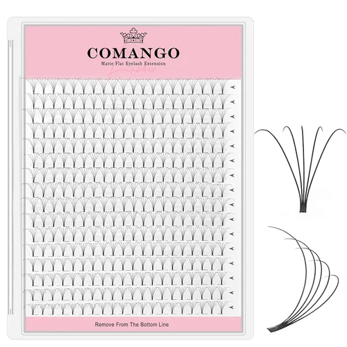 Miniatura 29 de CoMango Extensiones de pestañas de volumen 3D/4D/5D/6D/10D, grosor de 0.003 in, rizo C/D, tallo corto de 0.315-0.591 in, extensiones de pestañas