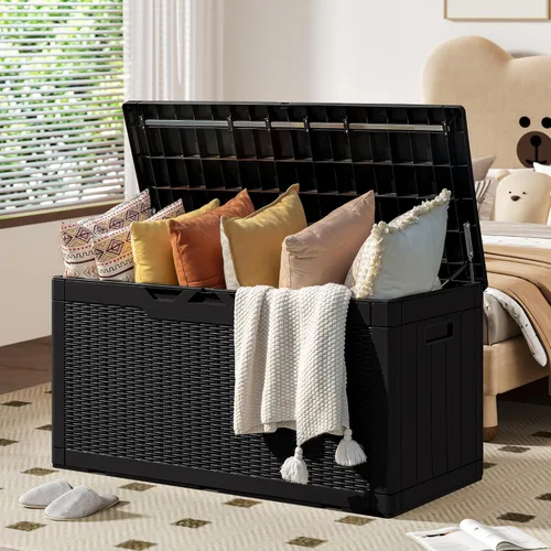 Miniatura 9 de YESHOMY Contenedores de almacenamiento de plástico de 30 galones con tapa, organizadores de cajas apilables para sala de estar, oficina, dormitorio