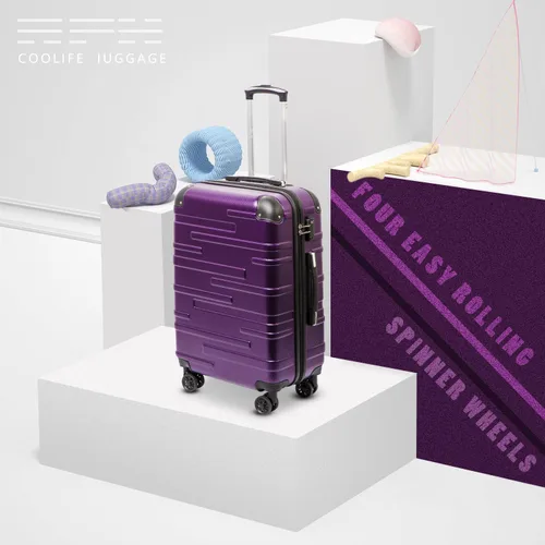 Miniatura 2 de Coolife Maleta expandible (solo 28 pulgadas), juego de 3 piezas con cerradura TSA Spinner de 20 pulgadas, 24 pulgadas, 28 pulgadas, Púrpura