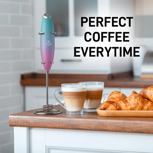 Miniatura 146 de Zulay Milk Boss Espumador de leche potente manual, hace espuma para latte, batidor para mezclar bebidas, café, miniespumador para capuchino, frappé