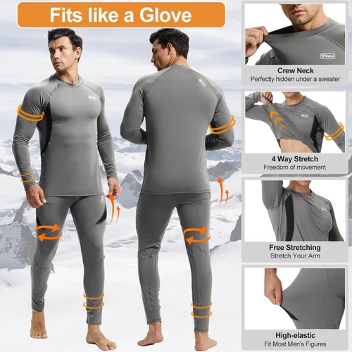 Miniatura 4 de Ropa interior térmica para hombre, con forro polar, equipo de caza, capa base cálida, conjunto superior e inferior para clima frío
