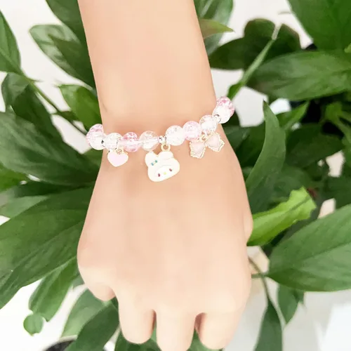 Miniatura 5 de CJIAYUJEW Cute Bracelet Crystal Pearl Bracelets, Anime Elastic Stretch Crystal Bead Bracelet Lovely Cartoon Elastic Beaded Bracelets for Women