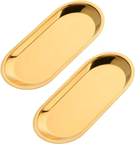 Miniatura 15 de Buyer star Bandeja ovalada de acero inoxidable de 9 pulgadas, bandeja de almacenamiento, bandeja de almacenamiento, plato de platos, cosméticos