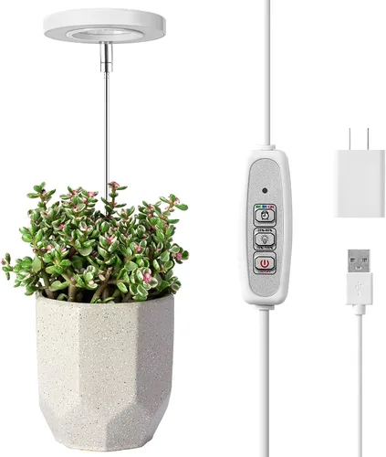 LORDEM - Luz de cultivo, luz LED de espectro completo para plantas de interior, lámpara de crecimiento de altura ajustable con temporizador de