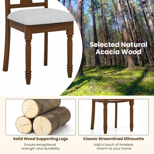 Miniatura 6 de KOTEK Juego de 2 sillas de comedor tapizadas, sillas de cocina de granja con patas de madera maciza, compartimento de almacenamiento oculto