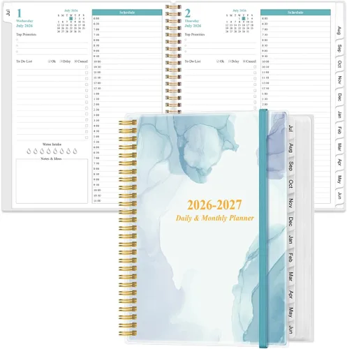 Miniatura 10 de Agenda diaria y mensual 2026-2027, una página por día, agenda diaria de julio de 2026 a junio de 2027, agenda 2026-2027 con 12 pestañas mensuales