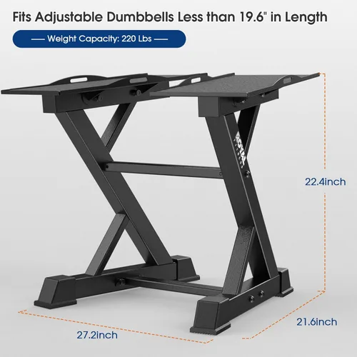 Miniatura 2 de Estante Ajustable para Mancuernas Estante de Pesas Resistente, Soporte de Almacenamiento de Mancuernas para Gimnasio en Casa con Base Negro