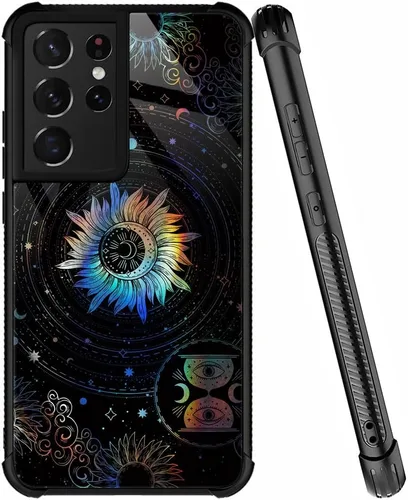 Miniatura 39 de ZHEGAILIAN Funda compatible con Samsung Galaxy S22 Ultra, funda de vidrio orgánico para niñas, mujeres y hombres, diseño de cuatro esquinas, Cabeza