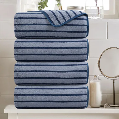 Miniatura 24 de Juego de 8 toallas de baño grandes a rayas estilo cabana color verde militar - Sábana de baño extragrande - 2 toallas de baño, 2 toallas de mano, 4