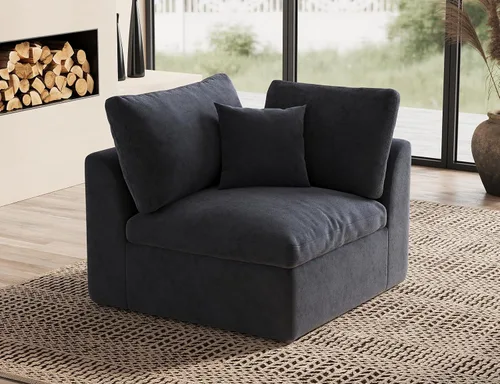 Miniatura 18 de ohllob Sofás seccionales Cloud de 110 pulgadas para sala de estar, sofá deshuesado en forma de L con otomana, sofá modular de 3 plazas, color negro