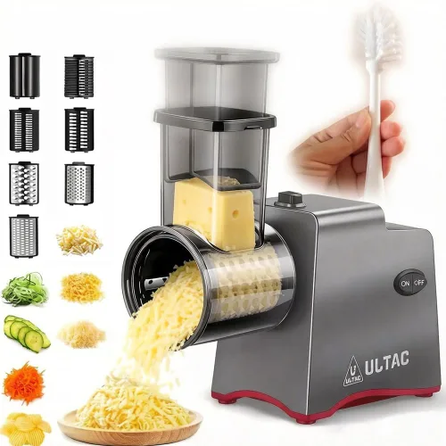 Rallador eléctrico de queso, rallador eléctrico de 250 W para bloque de queso con 7 cuchillas diferentes, triturador eléctrico de queso, máquina de