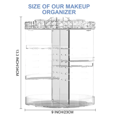 Miniatura 6 de Organizador de maquillaje giratorio de 360°, organizador de maquillaje ajustable DIY, carrusel giratorio con gran capacidad, organizador