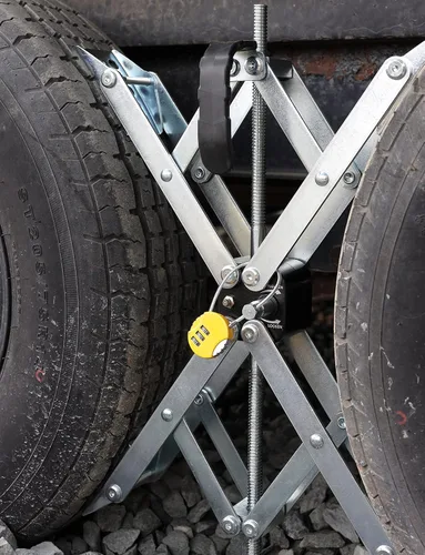 Miniatura 5 de Estabilizador de RV en forma de X XL (permite ajustar el taladro) con bloqueo de doble eje para vehículos recreativos, remolque de viaje o caravana