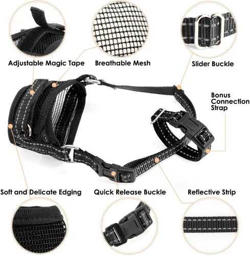 Miniatura 6 de SlowTon Bozal para perros – Protector bucal de malla suave para perros pequeños, medianos y grandes, Chihuahua, Husky Labrador Retriever, bucle