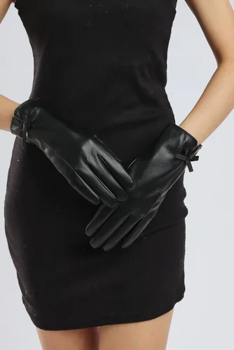 Miniatura 7 de Sahabowi Guantes de cuero para clima frío Manopla de lana cálida de invierno para mujeres