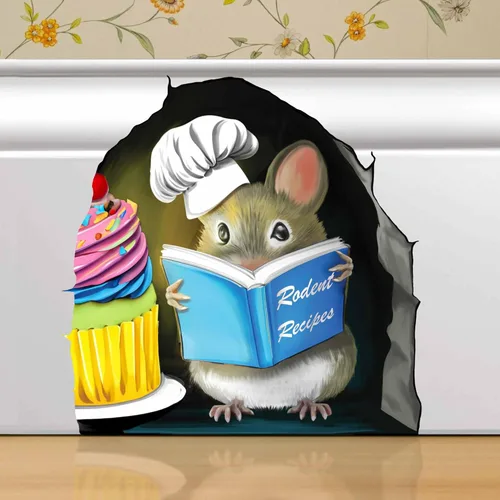 Miniatura 10 de Ratón Leyendo Libro, Adhesivo Decorativo para Pared, Habitación de Niños, Aula, Hogar, Dormitorio, Librero, Amante de los Libros, de Ratones