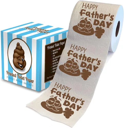 Printed TP Rollo de papel higiénico con estampado de dibujos animados para el Día del Padre, divertido regalo de broma, regalos lindos para papá,