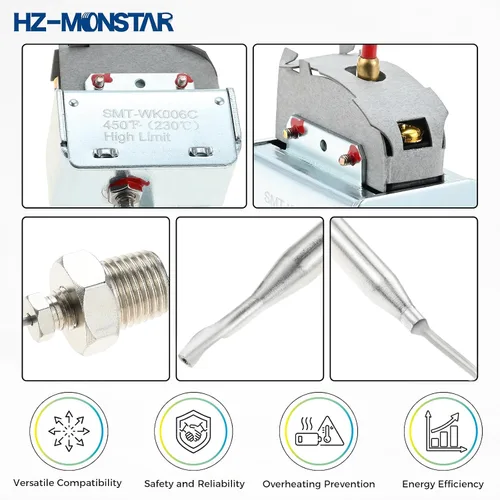 Miniatura 7 de Interruptor de freidora de termostato de límite alto PP10084 Lchmo5030 Compatible con freidora Pitco, caja de cosas MPT de rosca de 1/4 pulgadas