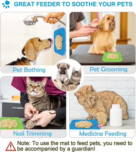 Miniatura 6 de Lesipee Alfombrilla para lamer perros y gatos, paquete de 2, patada para lamer de alimentador lento, juguetes para perros para aliviar la ansiedad