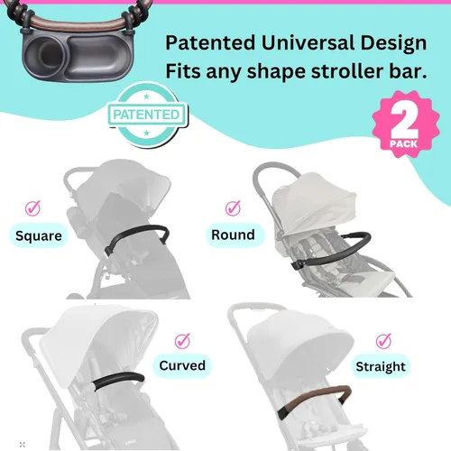 Miniatura 5 de Swanoo Bandeja universal para refrigerios para cochecito Paquete de 2 Compatible con Nuna Portavasos para cochecito Barra de parachoques