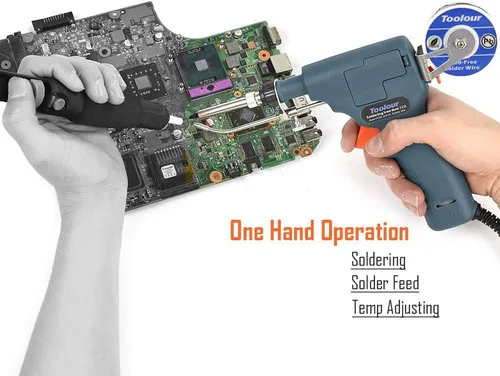 Miniatura 7 de Pistola de soldadura 6 en 1, 60 W, 110 V, temperatura ajustable, pistola de soldadura automática de mano con alambre de soldadura, pinzas