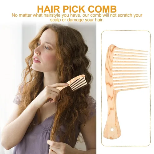 Miniatura 7 de Peine para el cabello Peine para el cabello, champú masajeador del cuero cabelludo, peine desenredante de madera, peine para barba afro, peine