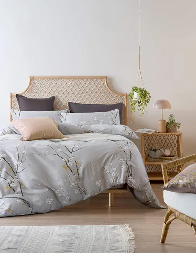 Miniatura 8 de Eikei Juego de 3 piezas de ropa de cama de algodón de 3 piezas con estampado de ramas florales de cerezo rojo cerezo estilo oriental japonés
