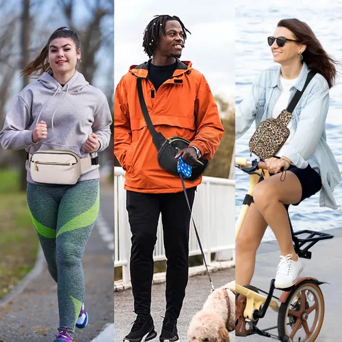 Miniatura 7 de Riñoneras para mujeres y hombres, a la moda, de talla grande, para niñas y niños, con 5 bolsillos, cinturón ajustable, linda bolsa de cadera