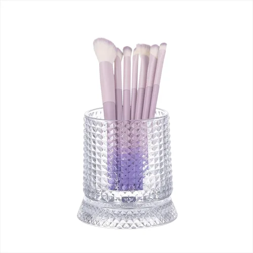 Miniatura 10 de DASITON Organizador de brochas de maquillaje, soporte de almacenamiento de brochas de cosméticos de cristal, organizador de maquillaje de vidrio