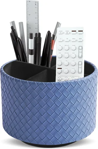 Miniatura 49 de Organizador Redondo de Cuero para Suministros de Arte, Soporte para Control Remoto, Rotación de 360 Grados, Soporte Multifuncional para Lápices