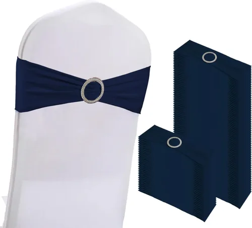 Miniatura 8 de WJWHQ 100 piezas de cintas elásticas de elastano con lazos para sillas, bandas de cubierta de silla con hebilla deslizante para eventos de boda