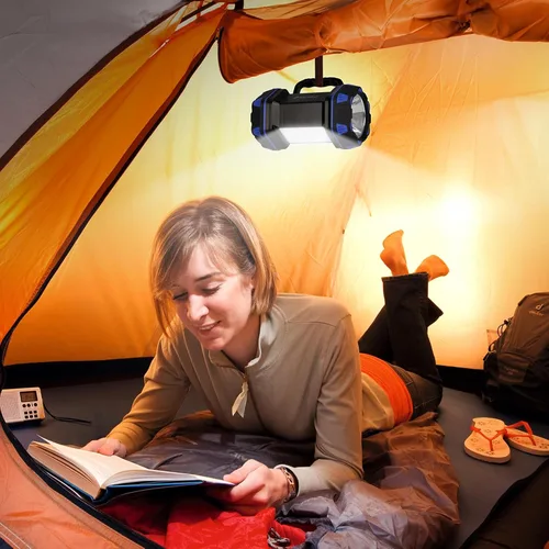 Miniatura 3 de Linterna LED de campamento recargable, linterna de campamento de 1500 lm, 8 modos de luz, luces de campamento de capacidad 4800, luz de flash Azul