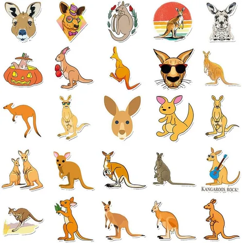 Miniatura 2 de Lindas calcomanías de vinilo de canguro, 50 calcomanías impermeables de animales ilustrados para portátiles, álbumes de recortes, diarios