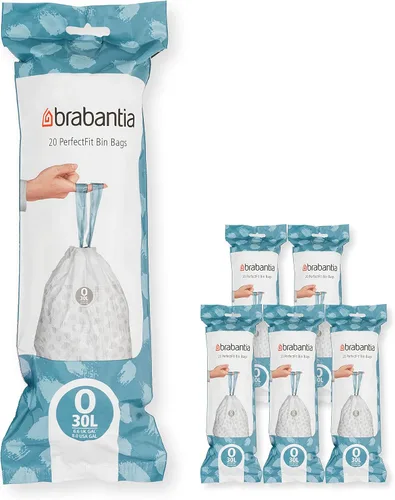 Miniatura 33 de Bolsas de basura Brabantia PerfectFit (Tamaño M/16 Gal) Bolsas gruesas de plástico para caneca de basura con asas de cordón (40 bolsas)