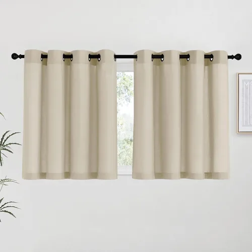 Miniatura 42 de NICETOWN Cortinas de lino natural con textura de lino para dormitorio, mezcla de lino rústica con ojales en la parte superior, semitransparentes