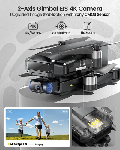Miniatura 2 de Holy Stone HS600 - Drones con cámara para adultos con cardán de 2 ejes 4K EIS, ID remoto integrado, transmisión de rango de 6096 metros, dron