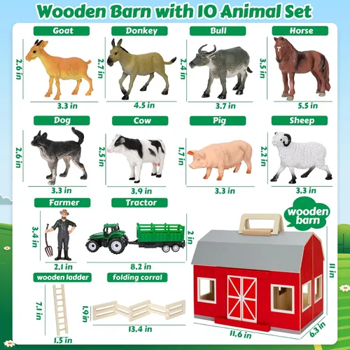 Miniatura 3 de GMAOPHY Juguetes de Animales de Granja para Niños de 3+ Años, Niños y Niñas, Gran Granja de Madera con Figuras de Animales para Niños, Juego