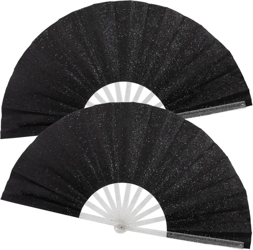 2 ventiladores plegables grandes de mano para hombres y mujeres, abanicos decorativos plegables, accesorios rave, utilizados para bailes, fiestas,