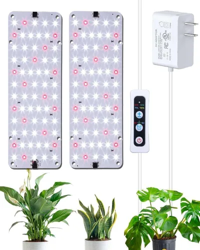 Miniatura 14 de Panel de luz de cultivo para plantas de interior, luz LED ultrafina de espectro completo de 20 W para estante y gabinete, regulable con temporizador