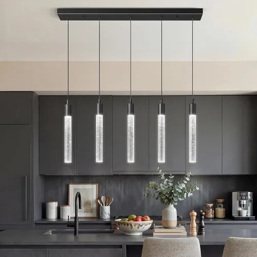 Miniatura 20 de Iluminación de Isla de Cocina Accesorio de Luz Moderna Lámpara Colgante Dorada Regulable LED Acabado de Latón Mini Luces Colgantes de Cristal