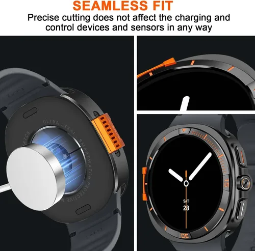 Miniatura 4 de Metal Cover Compatible with Samsung Galaxy Watch 8 Case 44mm, 2 in 1 Protective Rugged Bumper with Back Frame for Galaxy Watch 8 44mm (Black/Orange)
