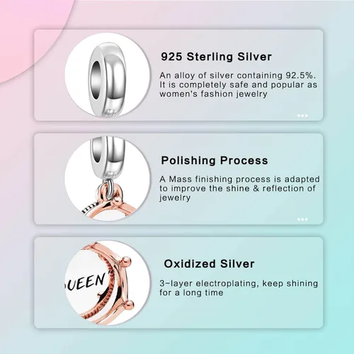 Miniatura 238 de LUXILLA Abalorio de plata de ley 925 para madre, hija, abuela, para familia, amor, madre, hija, abuela, para pulseras, collares, dijes, abalorios