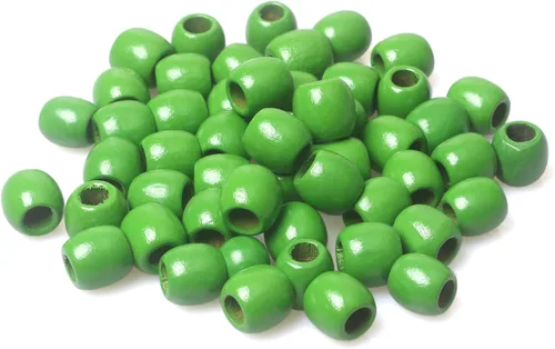 Miniatura 16 de 300 cuentas de madera beige de 0.472 x 0.433 in, cuentas espaciadoras de madera con agujero grande de 0.197 pulgadas para hacer manualidades