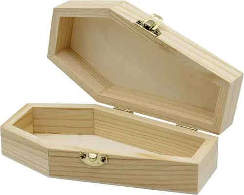 Miniatura 3 de Creative Hobbies Ataúdes funerarios pequeños de madera sin terminar de 6 pulgadas, tamaño de 6 x 3 x 1.75 pulgadas, rellenables para fiestas