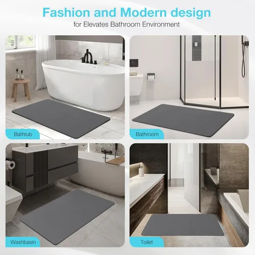 Miniatura 8 de Alfombra de Baño Grande de Piedra de Diatomita, Premium Antideslizante de Tierra de Diatomeas Natural para Bañera de Secado Rápido para Piso de Baño
