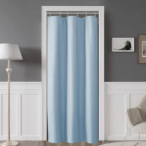 Miniatura 22 de OVZME Berry - Cortina de ducha extralarga verde de 96 pulgadas, cortina de baño de tela con textura en relieve 3D, cortina de baño grande para Verde