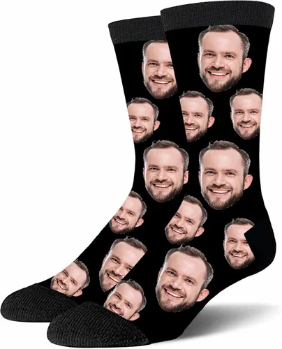 Miniatura 30 de Yofair Calcetines personalizados con foto – Calcetines divertidos personalizados con imagen – Regalos de Navidad personalizados para hombres